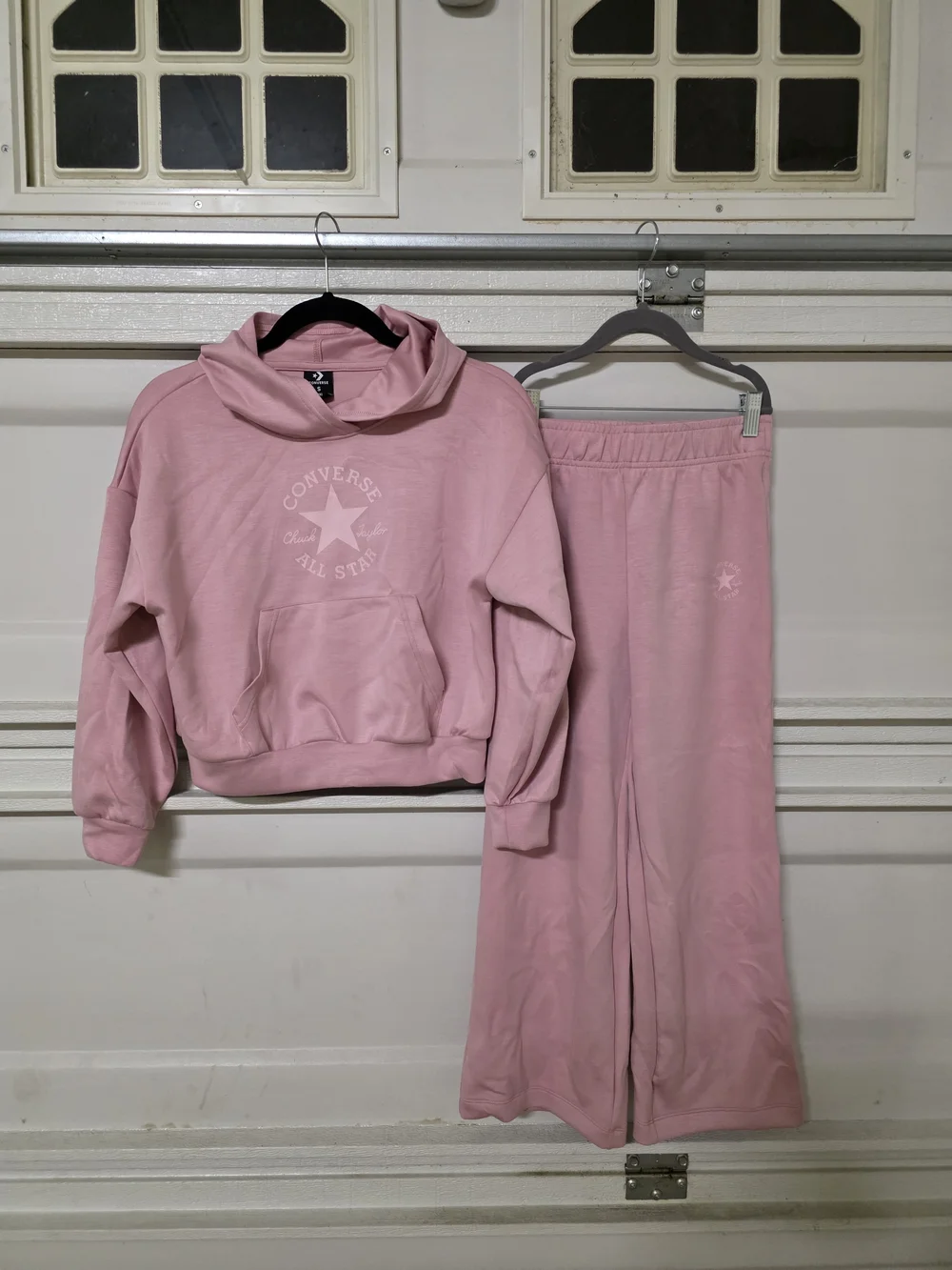 Converse Pink Cropped Hoodie & Wide-Leg Sweatpants Set